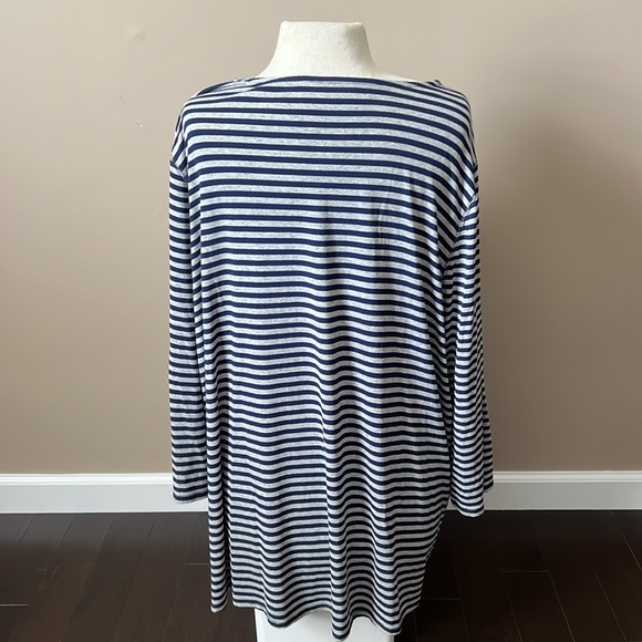 Zenergy by Chicos navy/gray striped tunic 3/4 sleeves Chicos 4/XXL - Picture 3 of 7